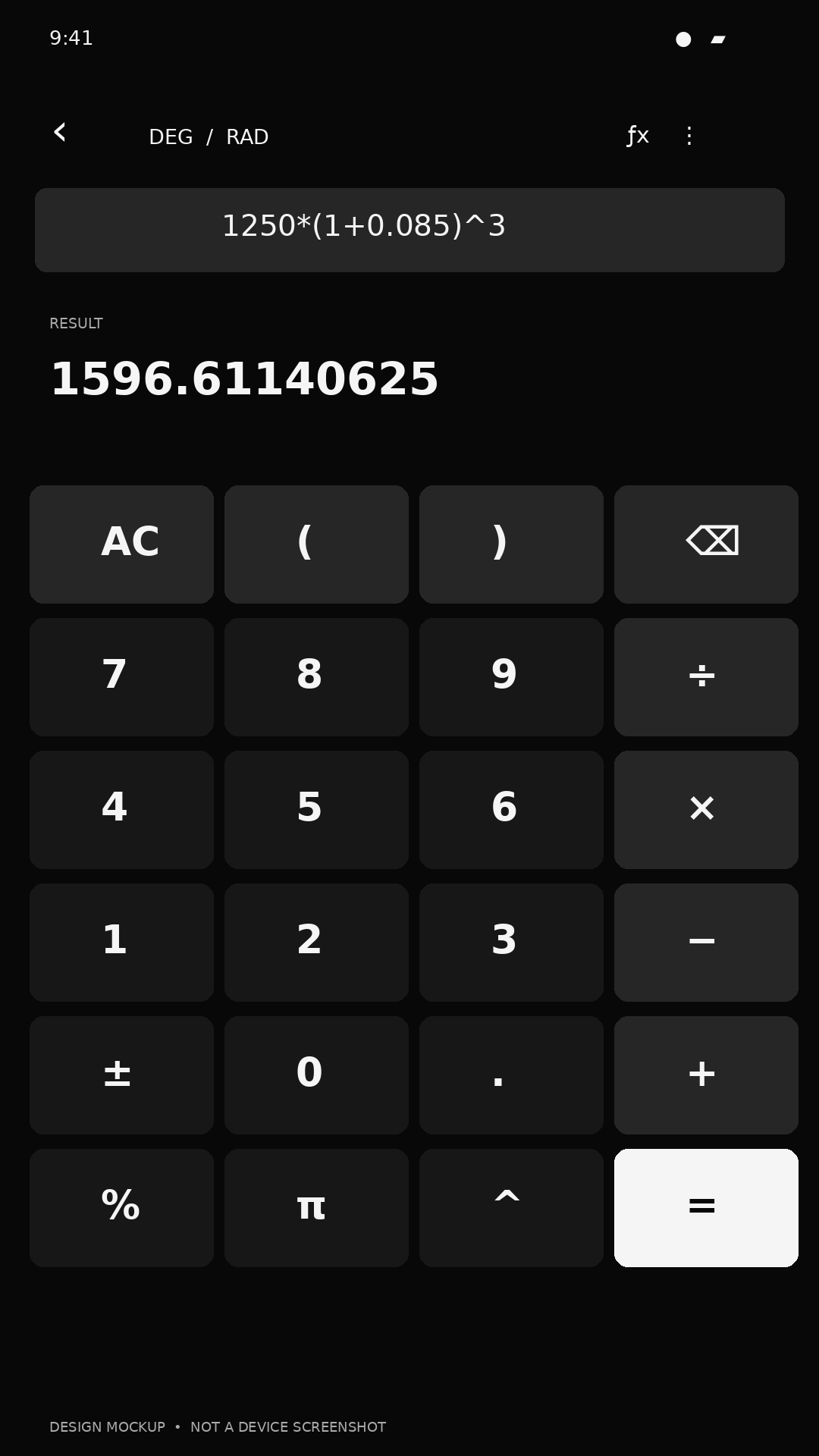 NOVA focused calculator screen concept