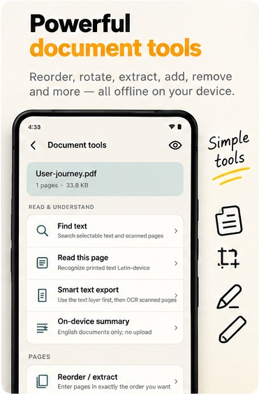 Quiredeck document tools screen