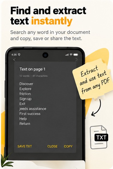 Quiredeck text extraction screen