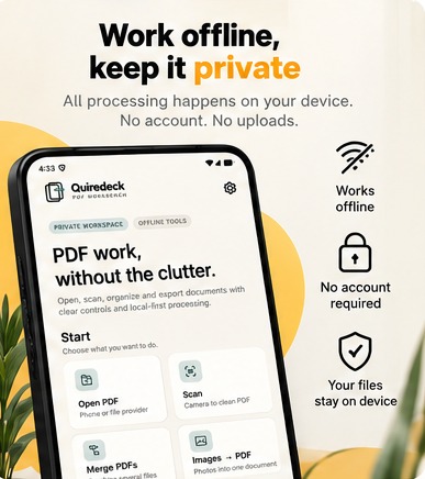 Quiredeck private offline workspace screen