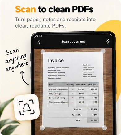 Quiredeck document scanning screen